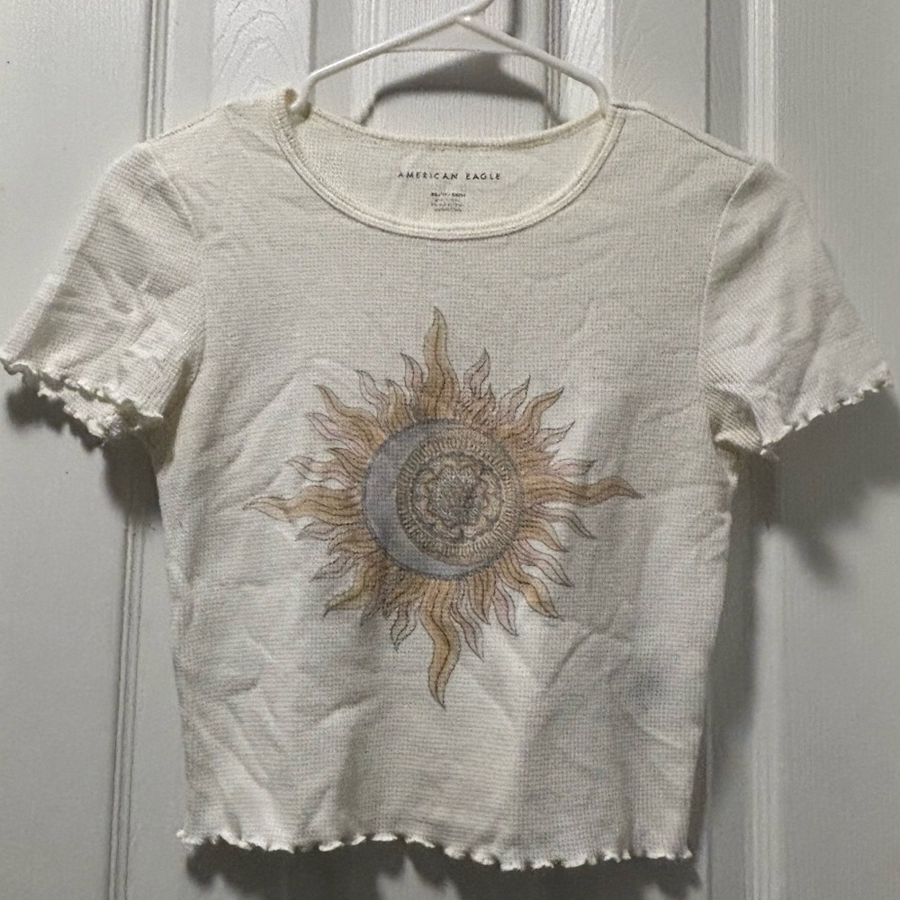 American Eagle Off-White Textured Knit Top